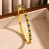 Pulseira de Aço Inoxidável com Corrente de Folha Flor Coração Geométrico Aberto Moda Transfronteiriça Europeia e Americana para Mulheres