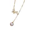 Accesorios DIY Plata Esterlina S925 Mariposa Perla Collar Ajustable Soporte Vacío Colgante Semiterminado Soporte de Plata Cadena Deslizante