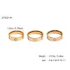 Anillo de Acero Inoxidable con Diseño de Trébol de Cuatro Hojas Estilo Frío Moderno y Sencillo para Mujer con Diamante en Forma de Corazón Chapado en Oro de 18 Quilates Joyería de Alta Gama