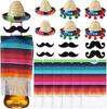 Sombrero para Botella de Vino Pequeño Sombrero de Paja Mexicano Mini Sombrero para Mascota Sombrero de Paja Accesorios para Muñecas Set de Sombrero Bufanda para Botella de Vino