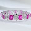 Longlong Jin 2024 Nuevo Transmisión en Vivo Más Vendido Pulsera de Diamante Rosa 7*9 Totalmente Diamantada para Mujer, Elegante de Moda, Estilo Mujer Rica