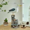Artesanato em Escultura de Madeira Maciça Estilo Mediterrâneo, Enfeites Decorativos de Tronco de Árvore e Ave Marinha, Decoração de Casa para Vitrine com Tema Marinho