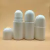 En stock suministro 30ml50ml botella de bola rodante botella de plástico de bola rodante PE botella de loción corporal de fragancia botella redonda plana de bola rodante