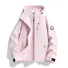 Jaqueta 3 em 1 para uso externo para homens e mulheres, outono e inverno, com capuz, quente, conjunto de duas peças destacável, roupa personalizável para grupos, jaqueta masculina