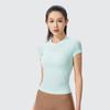 Roupa de Yoga de Verão Peça Única Sem Costura, Camiseta Esportiva Feminina Justa de Manga Curta de Secagem Rápida, Top Fitness
