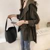 2026 Principios de Primavera Nuevo Estilo Coreano Holgado Bf con Capucha y Cordón Cortavientos para Mujer, Cárdigan Chaqueta de Manga Larga Ajustado de Longitud Media para Mujer