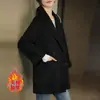 Abrigo de Lana para Mujer 2025 Invierno Nueva Moda Estilo Coreano Corte Holgado Adelgazante Versátil Elegante Abrigo de Lana Básico Versátil