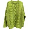 Suéter verde para mujer, otoño e invierno 2024, nuevo estilo coreano, retro, perezoso, de alta calidad, dulce, de punto trenzado para mujer