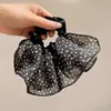 Elástico de Cabelo Oversized Estilo Coreano Intestino de Porco, Corda de Cabelo Versátil com Renda de Bolinhas, Elástico para Rabo de Cavalo Alto, Elástico de Borracha, Acessório de Cabelo de Alta Qualidade