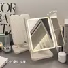 Espejo de Maquillaje LED con Orejas de Gato Lindo, Espejo con Luz de Relleno para Escritorio, Espejo Rotatorio de Alta Definición, Espejo de Tocador de Belleza para Escritorio de Estudiante