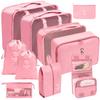 Set de Bolsas de Almacenamiento para Viaje, Set de 11 Piezas para Viajes de Negocios, Bolsas de Almacenamiento con Cordón para Ropa, Bolsas de Almacenamiento Plegables de Malla para Maquillaje y Artículos de Tocador