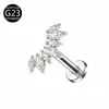 Fabricante de e-commerce transfronteiriço Liga de Titânio G23 F136 Cravejado Zircônia Olho de Gato Folha Flor Piercing Joias Tachinhas Tachinhas de Lábio