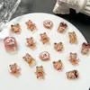 Nueva Joyería de Diamantes para Uñas de Oso de Mantequilla Mixto Oso Marrón Lindo Dibujo Animado Estéreo Decoración de Uñas de Resina