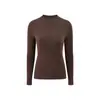 Top Base de Cor Sólida Minimalista com Gola Meia-Alta para Mulheres, Moda Outono e Inverno Versátil Top Slim Fit