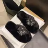 Pantuflas de algodón chanclas fuegos artificiales pedrería pantuflas de moda color liso felpa otoño e invierno uso exterior pantuflas esponjosas de celebridad de internet mujer