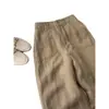 Estilo Velho Dinheiro! Respirável e Confortável! Calça Reta Khaki de Linho Tencel para Mulheres, Calça Casual Versátil, Fina