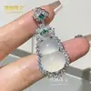 Pingente de Buda de Calcedônia de Gelo Natural, Mesmo Estilo do Xiaohongshu, Colar de Cabacinha com Folha de Gelo de Alta Qualidade Inlaid com Pedra Preciosa Cor de Jadeíta