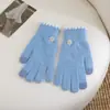 Luvas de Dedo Dividido Inverno Feminina Nova Quente Cor Sólida Fofa Ciclismo à Prova de Frio Toque de Lã Tela Sensível ao Toque Luvas Femininas Tricotadas