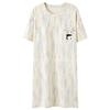 Pijama Nuevo para Mujer Verano Algodón Puro Cuello Redondo Sencillo Estampado con Almohadilla en el Pecho Se Puede Usar Afuera Camisón de Manga Corta Set Ropa para el Hogar