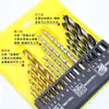 Juego de Brocas Helicoidales Recubiertas de Titanio de 13 Piezas, Broca para Construcción, Broca de Tres Puntas para Carpintería, Punzón Eléctrico, Caja de Plástico, Juego de Brocas Mixtas de 16 Piezas para Ventas Transfronterizas