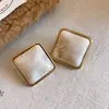 Pendientes de aro transfronterizos europeos y americanos con forma de diamante acrílico y aguja de plata, pendientes de lujo ligero de alta gama, pendientes simples y elegantes para el día a día