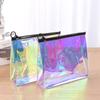 Bolsa com Zíper Holográfica de PVC, Bolsa de Maquiagem Lavável a Laser para Armazenamento, Bolsa Plástica da Moda, Bolsa Selada para Roupas, Semitransparente