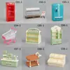 Mini Muebles Artificiales Pequeños Refrigerador Carrito de Comedor Caja Registradora Carrito de Compras Estante para Pasteles y Verduras Estante de Doble Cara Juguetes para Casa de Juego