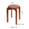 Banqueta Redonda de Madeira Maciça Feita de Madeira de Borracha para Uso Doméstico, Empilhável, Adequada para Maquiagem, Sala de Jantar, Sala de Estar e Refeições; Banqueta Redonda de Madeira Natural