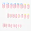 Arte de Uñas de Flores Frescas Coloridas Lindas Uñas Postizas Cuadradas Medianas Sistema de Colores Frescos Pequeños Uñas Francesas Portátiles Puntas de Uñas