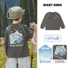 Camiseta de Manga Larga de Algodón Puro para Niños Europeos Estilo Otoño 2026 Ropa Nueva Ropa Infantil Niños Medianos y Mayores Top Estilo Primavera y Otoño para Niños