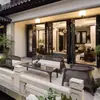 Nuevo Sofá de Mimbre Estilo Chino, Silla de Mimbre para Exteriores, Jardín al Aire Libre de Villa, Patio de Calle Comercial, Muebles de Juego de Sofá de Mimbre Imitación
