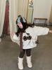 Sudadera de Felpa para Niños Otoño e Invierno 25 Nuevo Estilo Suéter de Lana Engrosado para Niñas Traje de Leggings con Estampado de Leopardo