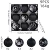 Bolas de Natal Transfronteiriças, Conjunto de 9 Peças, Bolas Decorativas de Plástico Galvanizado, Acabamento Espelhado e Acabamento Fosco, Enfeites para Árvore de Natal, Conjunto Embalado, Atacado