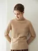 Novedad Otoño e Invierno Top para Mujer de Cachemir Puro Cuello Redondo Holgado Adelgazante Versátil Cálido Tejido de Punto Capa Base