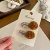 Pinza para el pelo de punto con pompón, estilo retro, nuevo, lindo accesorio para el pelo, pasador para niña dulce, pinza para flequillo de frente, pinza para patillas laterales