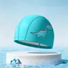 Gorro de natación infantil de PU con estampado de dibujos animados, impermeable, no restrictivo, transpirable, alta elasticidad, adecuado para niños y niñas, suministro directo del fabricante