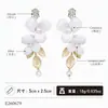 Pendientes de Flor Blanca Novia Adornos para Orejas de Boda Aleación de Perlas Sintéticas Pendientes Colgantes Temperamento Elegante para Mujer