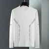 Camiseta de manga larga de otoño, diseño estampado, talla grande, para adolescentes, cuello redondo de hombre, simple y de corte holgado, top moderno