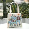 Bolso de Mano Estilo Étnico Bolso de Tela de Arena Bordado Bolso de Tela Mini Casual Fresco Bordado de Hilo Dorado por Ambos Lados Bolso Hanfu