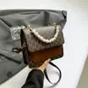 Bolsa Feminina Transfronteiriça Nicho Versátil Nova Bolsa de Mão com Contas Moda Sensação de Alto Padrão Estampada Animal Print Bolsa de Ombro Transversal
