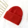 Nuevo Gorro de Punto de Pelo de Conejo Angora para Mujer Color Caramelo Más Fácil de Combinar Moda Gorro para Mujer Otoño e Invierno Color Sólido Gorro Cálido Gorro de Terciopelo de Conejo