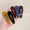 Pinza para el pelo de terciopelo colorida casual con forma de gota de agua para mujer 2025 Nuevo Elegante Pinza para flequillo de pelo roto en la frente Pinza lateral Pinza BB