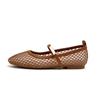 Zapatos Mary Jane de Malla Estilo Ballet para Mujer 2025 Verano Nuevos Huecos Transpirables Suela Suave Punta Redonda Hebilla Zapatos Planos
