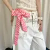 Pañuelo de Seda Rosa de Lunares Estilo Coreano para Mujer, Estilo Dulce y Fresco, Lazo para la Cintura, Corbata de Lazo, Combinado con Jeans, Accesorio Decorativo para Cinturón