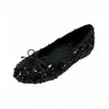 Mocasines planos de lentejuelas de cristal estilo hada, zapatillas de ballet con lazo en talla grande, elegantes y versátiles para mujer