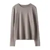 Camiseta de Punto de Seda y Lino con Cuello Redondo y Mangas Largas para Mujer, Corte de Hombro Regular, Top Interior Holgado y Amigable con la Piel, Tejido de Lino Tencel