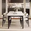 Mesa de Comedor Rectangular de Piedra Sinterizada Brillante Italiana y Juego de Sillas para Hogar Apartamento Pequeño Lujo Ligero Minimalista Moderno Apartamento de Alquiler
