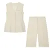 Ropa de Mujer Transfronteriza 2026 Moda Europea y Americana Chaleco con Cierre de Botón Oculto Tipo Flip-Top + Conjunto de Shorts para Mujer E50511