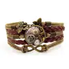 Pulsera de Engranajes Mecánicos Steampunk con Gema del Tiempo Símbolo Infinito Mariposa Marrón Pulsera Tejida Multicapa Venta al por Mayor
