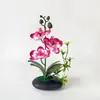 Estilo Luxo Leve 3 Flores 2 Folhas 1 Grama Phalaenopsis Flor Artificial Ornamento de Mesa ins Arranjo Floral de Alta Qualidade Ornamento Floral para Mesa de Jantar